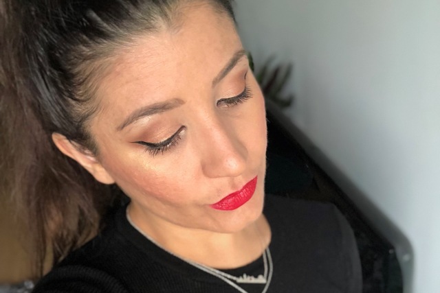 Dani Dutra wears Reina Rebelde lipstick in Brava, eyeliner in Zapatista and eye shadow quad in Azteca